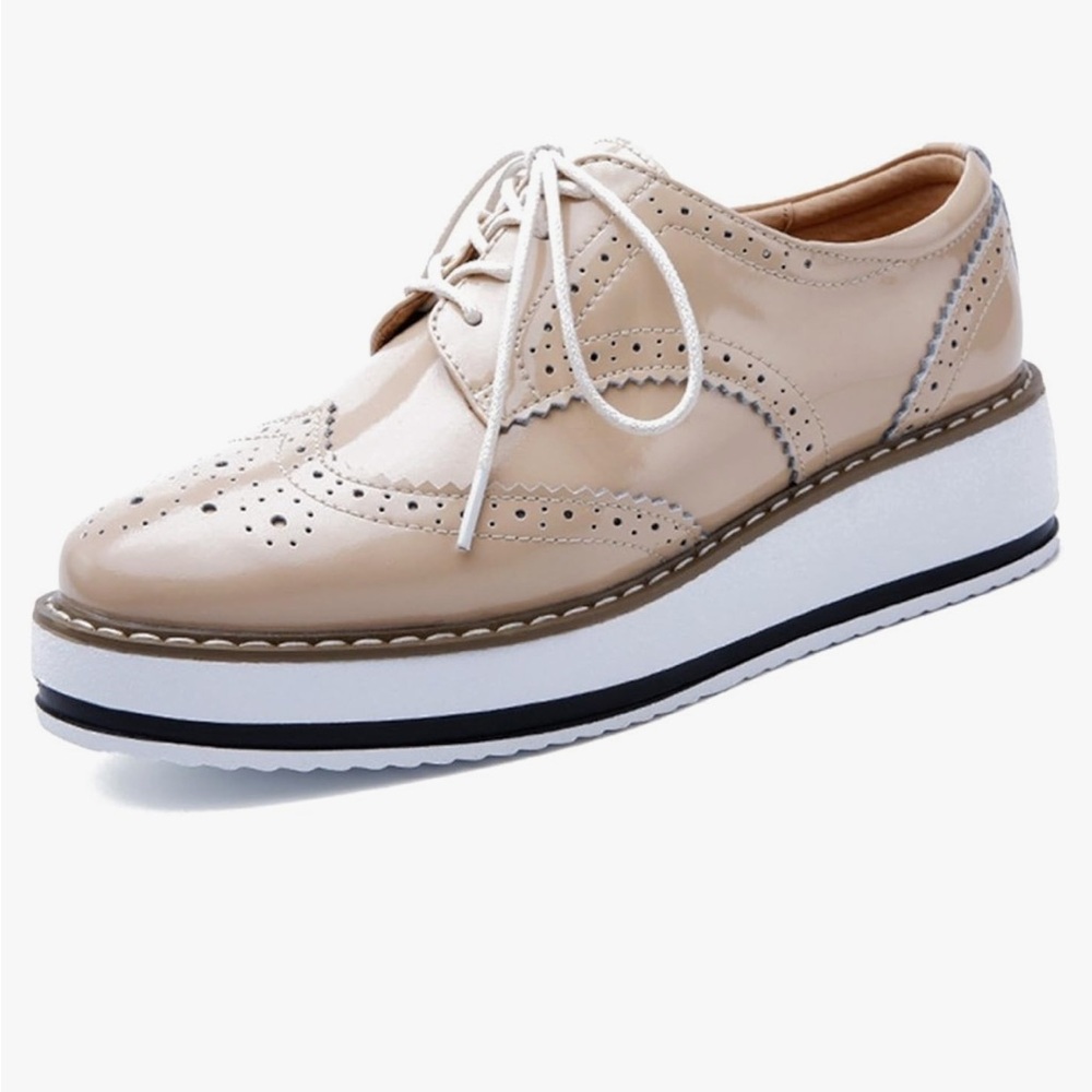 Tan platform Oxford shoes